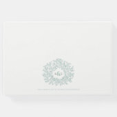 Hochzeit mit graugrünem, weißem Blatt Mono Gästebuch (Rückseite)