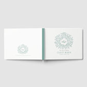 Hochzeit mit graugrünem, weißem Blatt Mono Gästebuch (Voll)