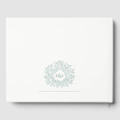 Hochzeit mit graugrünem, weißem Blatt Mono Gästebuch (Rückseite)