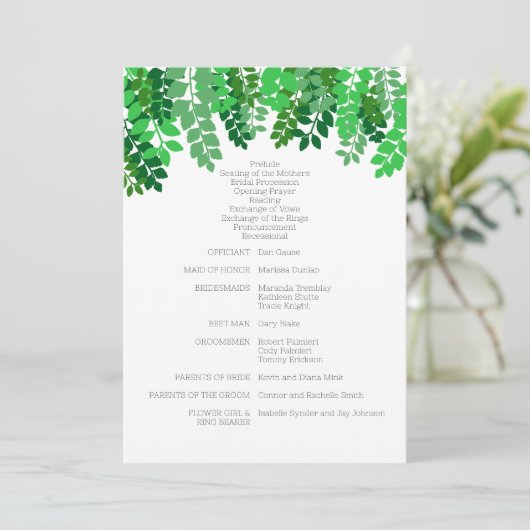 Hochzeit mit grünem Leaf Canopy Programm (Stehend Vorderseite)