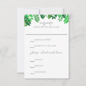Hochzeit mit grünem Leaf Canopy RSVP Karte (Vorderseite)