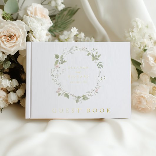 Hochzeit mit grüner Blüte und grünem Blumenkraut Gästebuch