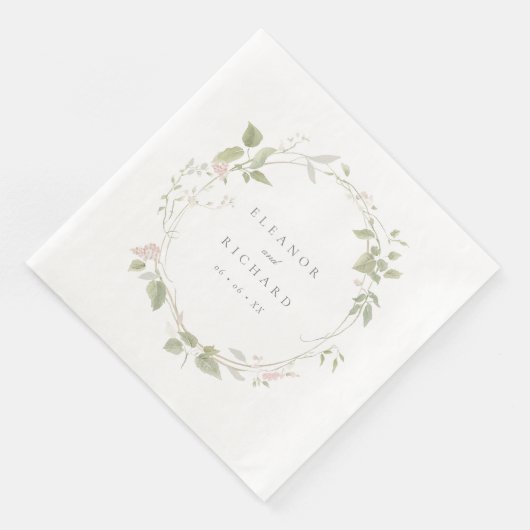 Hochzeit mit grüner Blüte und grünem Blumenkraut Serviette (Ecke)