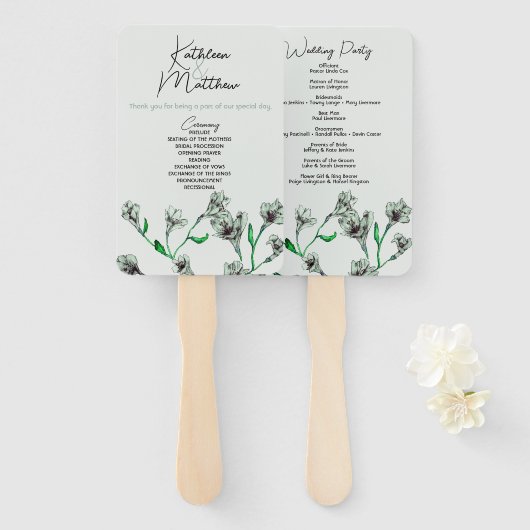 Hochzeit mit grüner Flora Fächer (Vorne und Hinten)