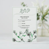 Hochzeit mit grüner Flora RSVP Karte (Stehend Vorderseite)