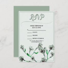 Hochzeit mit grüner Flora RSVP Karte