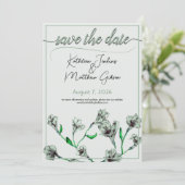 Hochzeit mit grüner Flora Save The Date (Stehend Vorderseite)