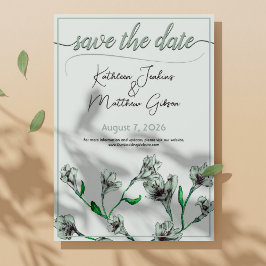 Hochzeit mit grüner Flora Save The Date