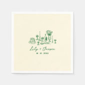 Hochzeit mit grüner Hand Serviette (Vorderseite)