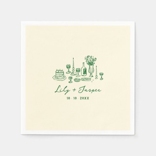 Hochzeit mit grüner Hand Serviette (Vorderseite)