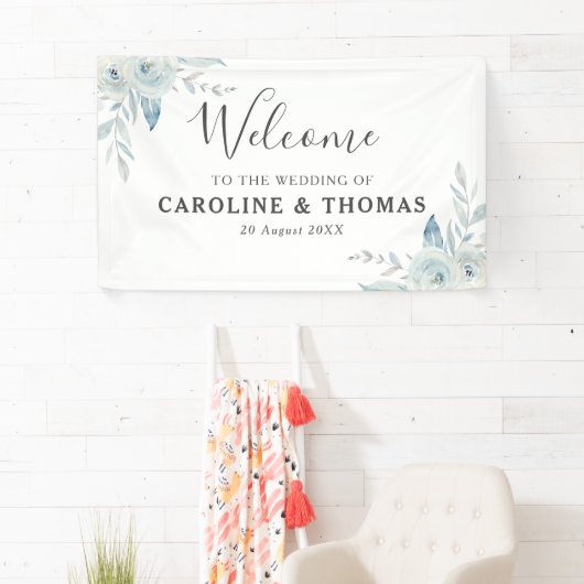 Hochzeit mit hellblauen Blumen Banner (Insitu)