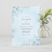 Hochzeit mit hellblauen Eukalyptusblättern Einladung (Stehend Vorderseite)