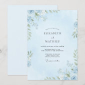 Hochzeit mit hellblauen Eukalyptusblättern Einladung (Vorne/Hinten)