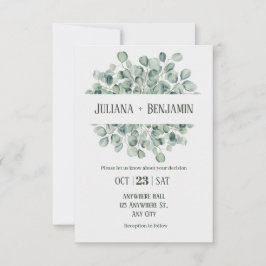 Hochzeit mit hellgrünem Blumen Einladung