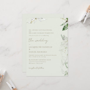 Hochzeit mit hellgrüner Wasserfarben-Blattpflanze  Einladung