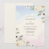 Hochzeit mit Himmelrosa Blütenblättern Einladung (Vorne/Hinten)