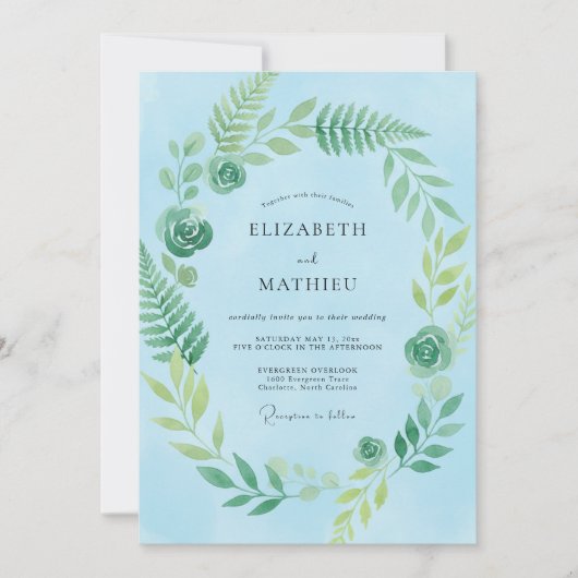 Hochzeit mit Himmelssagefarn Einladung (Vorderseite)