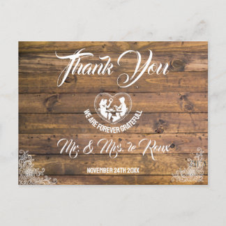 Hochzeit mit Holz und Liebe Postkarte