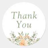 Hochzeit mit hübschem Pfirsich und Weißblumen Runder Aufkleber (Vorderseite)