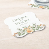 Hochzeit mit hübschem Pfirsich und Weißblumen Untersetzer (angewinkelt)