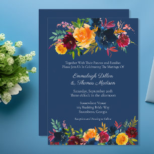 Hochzeit mit leuchtenden Farben Einladung