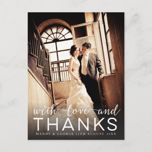 Hochzeit mit Liebe & dank Foto Postkarte (Vorderseite)