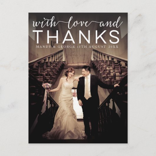 Hochzeit mit Liebe & dank Foto Postkarte (Vorderseite)