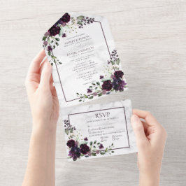 Hochzeit mit Lila Blume All In One Einladung