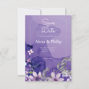 Hochzeit mit lila Blume Einladung