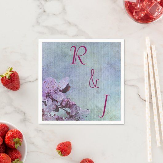 Hochzeit mit lila Blüte Serviette (Beispiel)