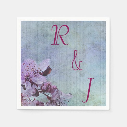 Hochzeit mit lila Blüte Serviette (Vorderseite)