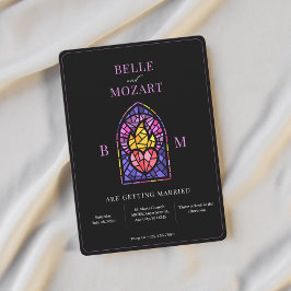 Hochzeit mit lila brennendem Herz Einladung