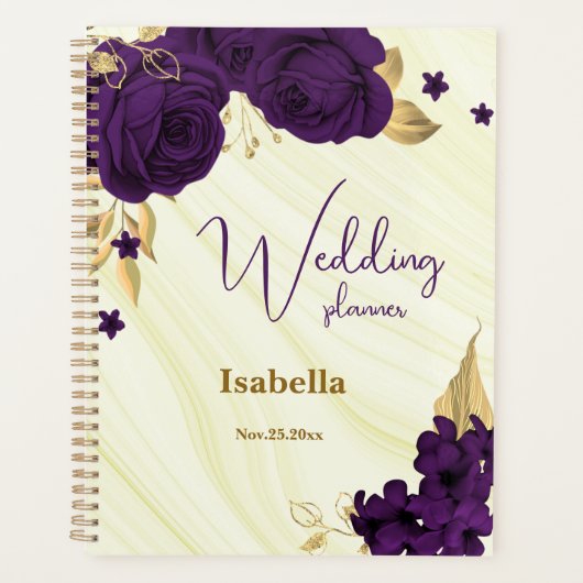 Hochzeit mit lila Goldmarmor Planer (Vorderseite)