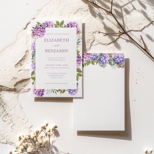 Hochzeit mit Lila Hydrangeas Einladung