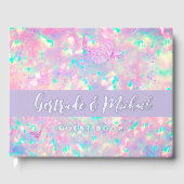 Hochzeit mit lila opalem Hintergrund Gästebuch (Vorderseite)