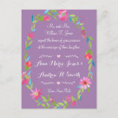 Hochzeit mit lila Rosa und grünem Blumenkreide Postkarte (Vorderseite)