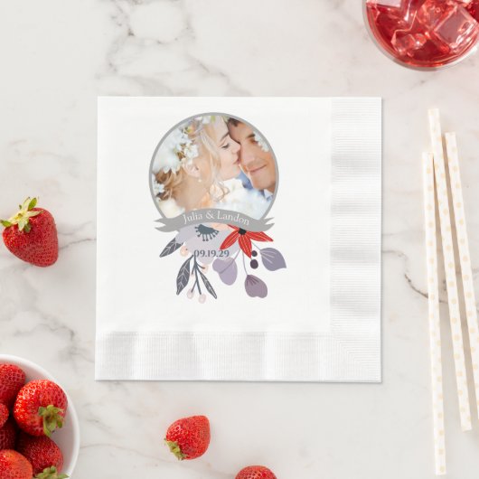 Hochzeit mit lila Rot Rosa Blauer Blumenkraut Serviette (Beispiel)