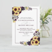 Hochzeit mit Lila Sonnenblume Einladung (Stehend Vorderseite)