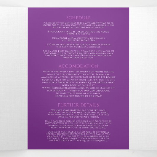 Hochzeit mit lila Tulpen Dreifach Gefaltete Einladung (Innenseite Mitte)