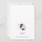 Hochzeit mit lila und weißer Blume Einladung (Rückseite)