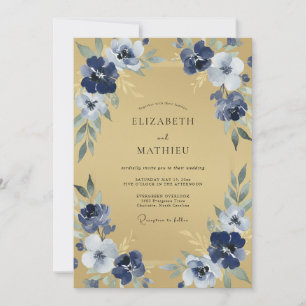 Hochzeit mit marinem botanischen Floraldesign Einladung
