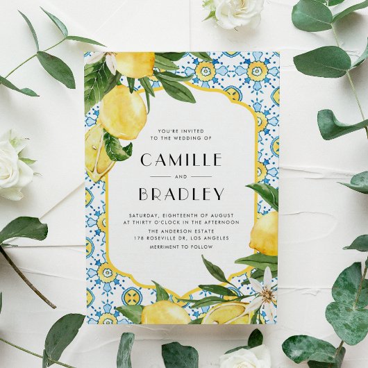 Hochzeit mit marokkanischen Tischen und Zitronen i Einladungspostkarte