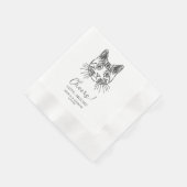 Hochzeit mit maßgeschneiderter Katz-Handzeichnung  Serviette (Ecke)