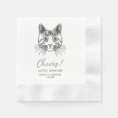 Hochzeit mit maßgeschneiderter Katz-Handzeichnung  Serviette (Vorderseite)