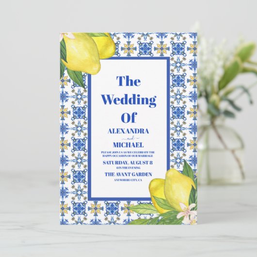 Hochzeit mit mexikanischer Tile Einladung (Stehend Vorderseite)