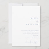 Hochzeit mit Minimalistischem Blau und Weiß Einladung (Vorderseite)