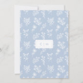 Hochzeit mit Minimalistischem Blau und Weiß Einladung (Rückseite)