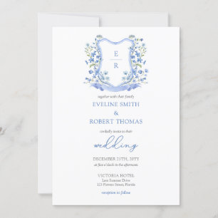 Hochzeit mit Minimalistischem blühendem Wappen Einladung