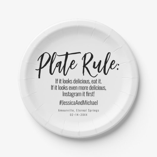 💍 Hochzeit mit # Minimalistischem Elegant Pappteller (Vorderseite)