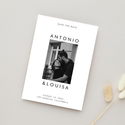 Hochzeit mit Minimalistischem Schwarz-Weiß-Foto Save The Date